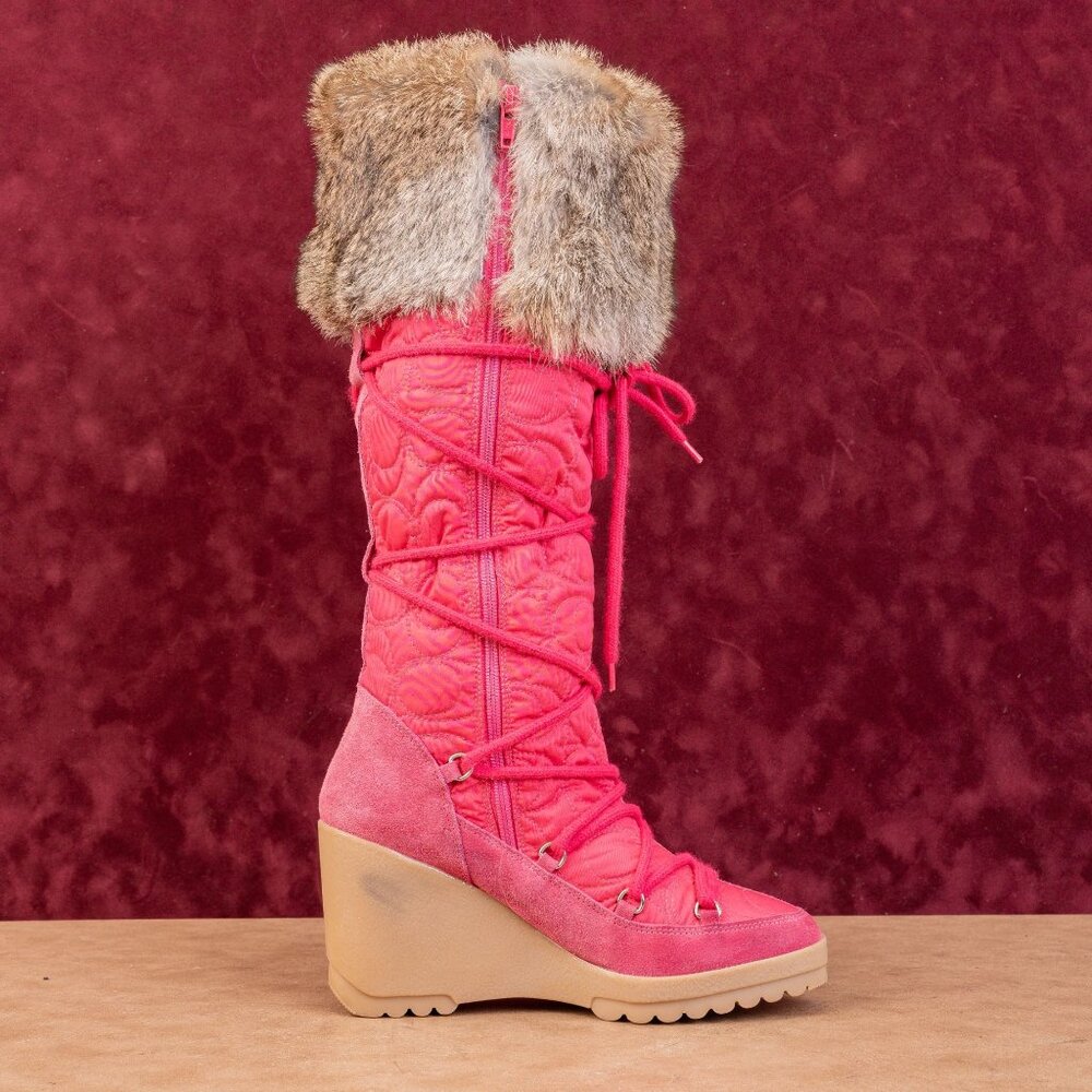 Coach Women Sofie Vintage Retro90s Pink Quilted Suede Snow Boots sz 6.5 - Picture 10 of 10